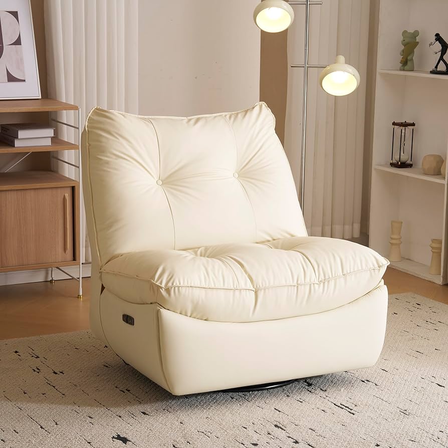 リクライニングソファー 肘掛けなし ロッキング オットマン一体型 【アイボリー】 楽天市場】【15日0時~クーポン5%引】 リクライニングチェア